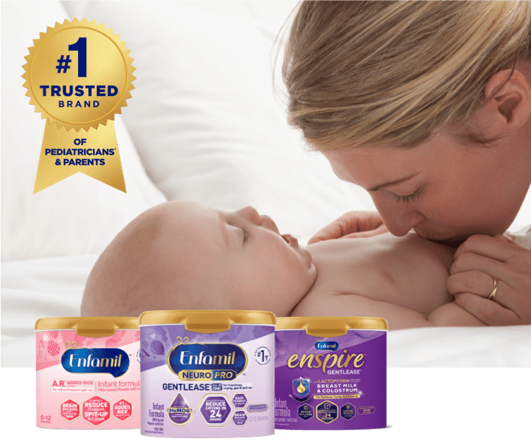#1 Marca de Confianza Por Pediatras* y Padres. Enfamil AR Infant Formula Polvo, Enfamil NeuroPro Gentlease Fórmula para Bebés Polvo, Enfamil Enspire Gentlease Polvo.