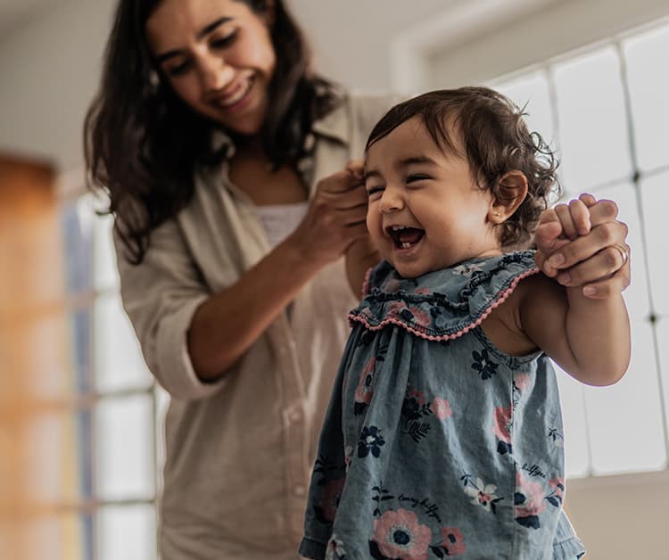 Mother playing with her child