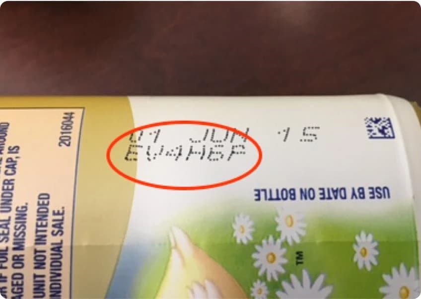 The Lot Number is near the Use By/Expiration Date