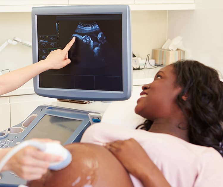 Pregnant woman getting an ultrasound