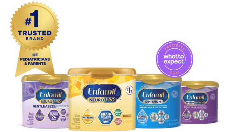Lineup of Enfamil Family of Formulas that are #1 trusted brand of pediatricians and parents, as well as all Enfamil and Enfagrow products are SNAP Eligible, and a 2023 What to Expect Favorite