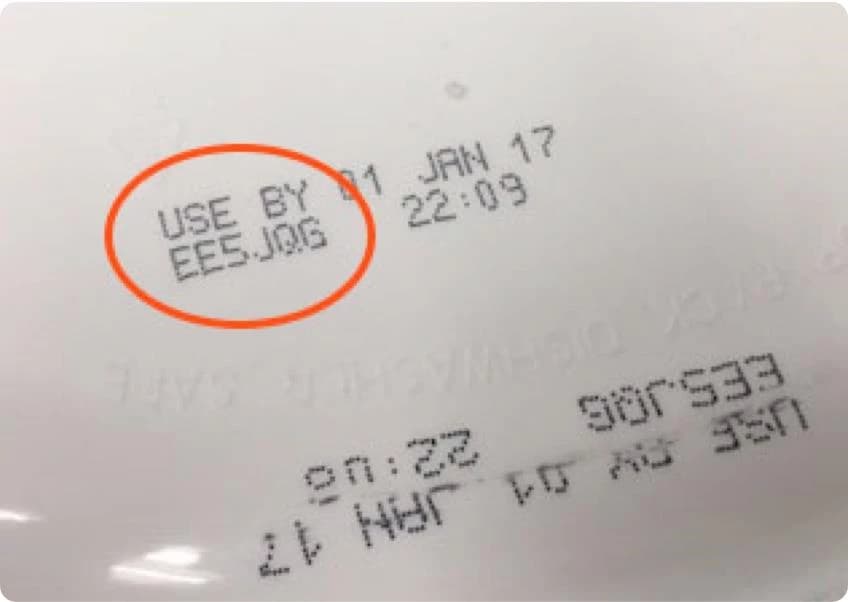 The Lot Number is near the Use By/Expiration Date