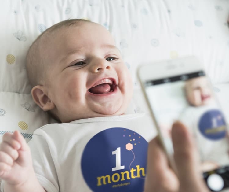 Baby laughing while being recorded