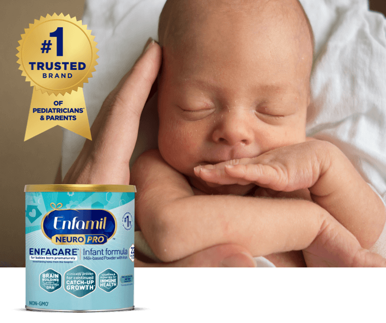 Preemie Baby with a lineup of Enfamil Preemie Formula that is a #1 Trusted Brand of Pediatricians* and Parents