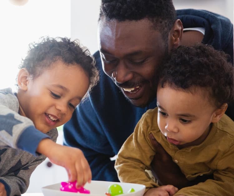 Kids playing with an adult